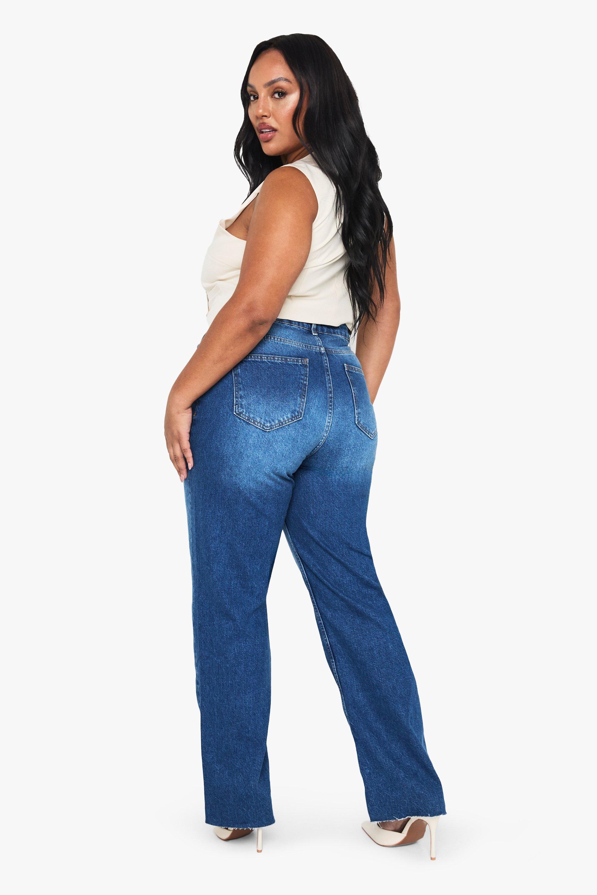 Plus Acid Wash Cropped Straight Leg Jeans